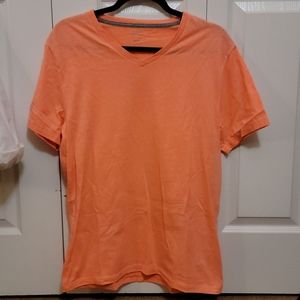 Mens Short Sleeve Washed Salmon V-neck - M